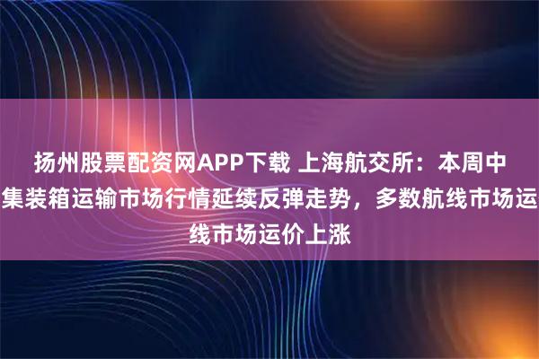 扬州股票配资网APP下载 上海航交所：本周中国出口集装箱运输市场行情延续反弹走势，多数航线市场运价上涨