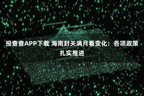 投查查APP下载 海南封关满月看变化：各项政策扎实推进