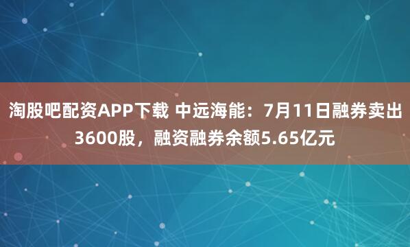 淘股吧配资APP下载 中远海能：7月11日融券卖出3600股，融资融券余额5.65亿元