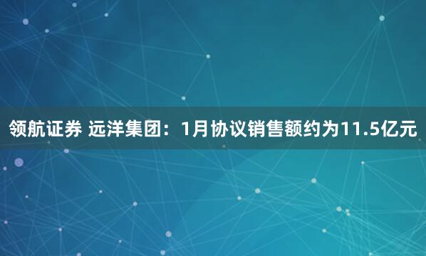 领航证券 远洋集团：1月协议销售额约为11.5亿元